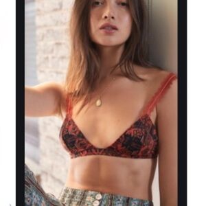 FREE PEOPLE Intimately Hazel Bralette Red Black XS 32A B